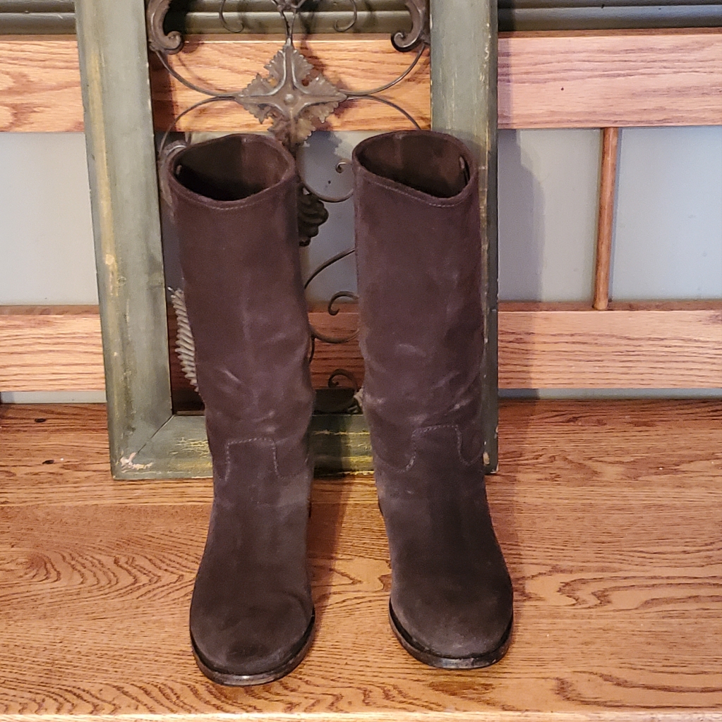 Prada Brown Suede Buckled Mid Calf Boots Size 36.5/6